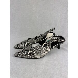 A New Day Womens Snakeskin Print Slingback Kitten Heels Black White Size 8 NWT